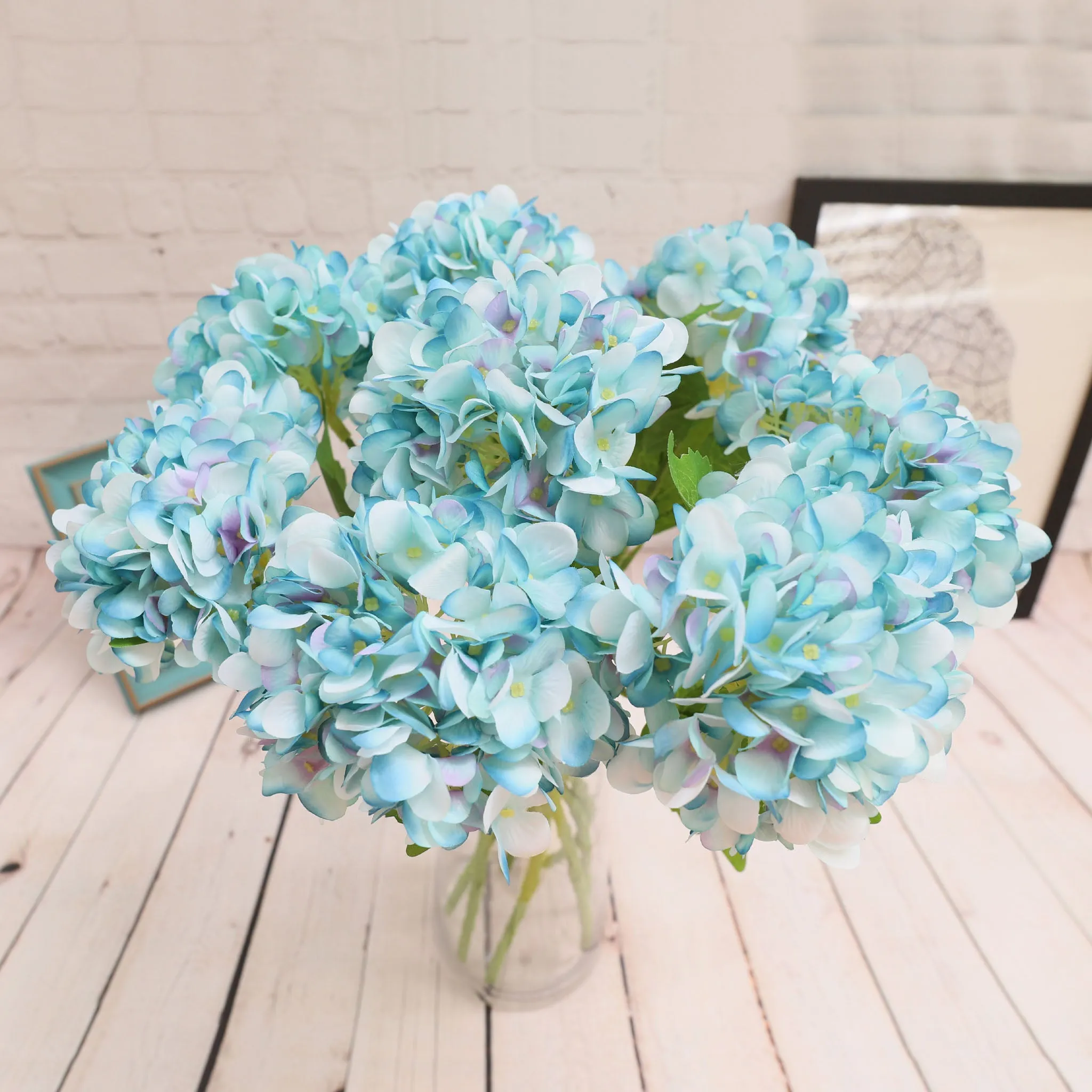 Blue Hydrangea Artificial Silk Flowers Blooms