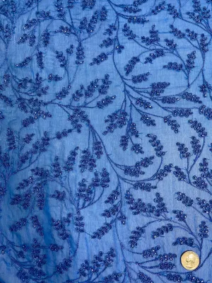 Blue JEC-176-20 Sequins & Beads on Silk Chiffon