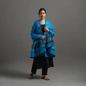 Blue - Kutch Ahir Hand Embroidery Woollen Shawl 50