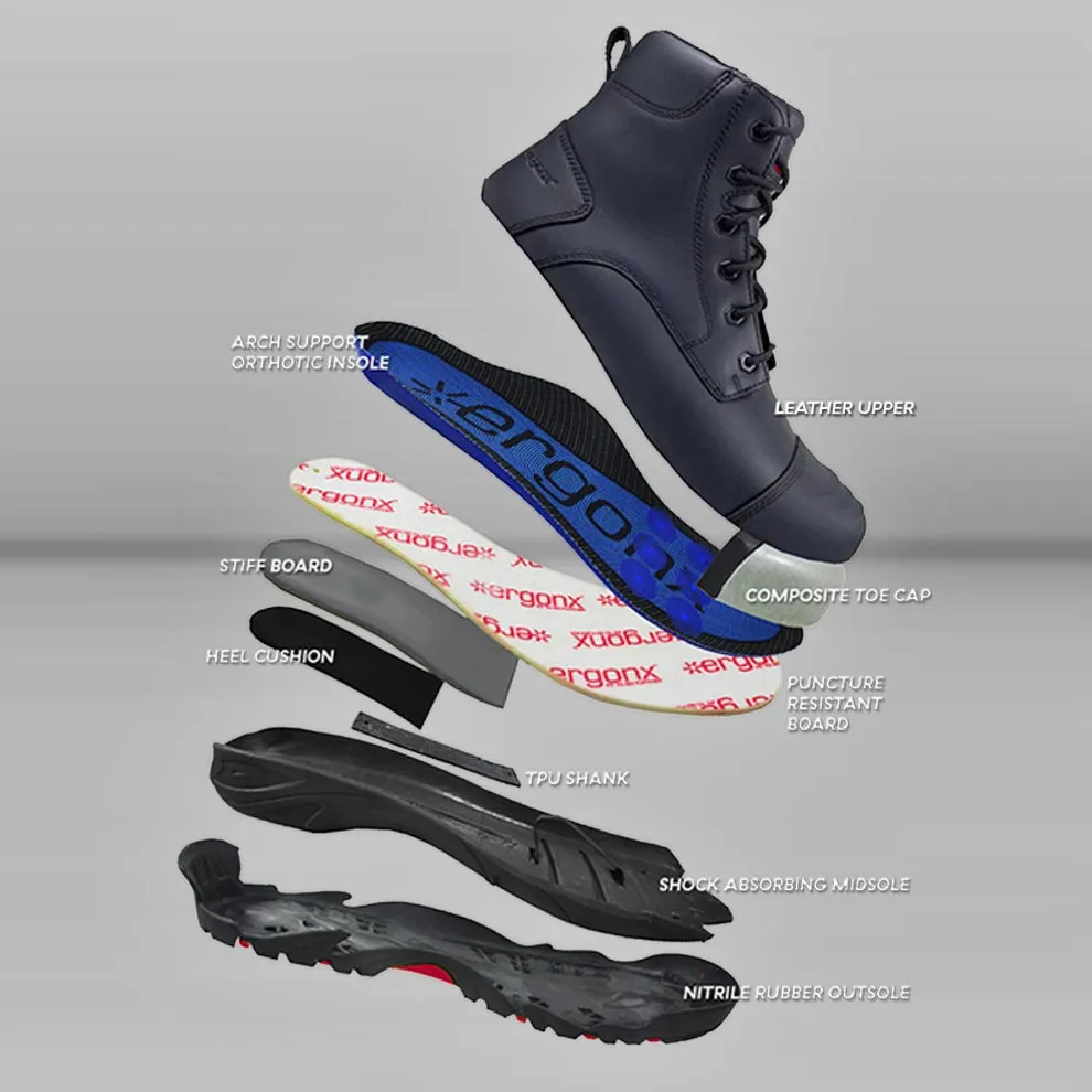 Blue Light Card Black Lace Up Safety Boots   Socks Bundle