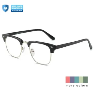 Blue Light Glasses for Computer Anti Glare Half Frame Clubmaster Eyeglasses