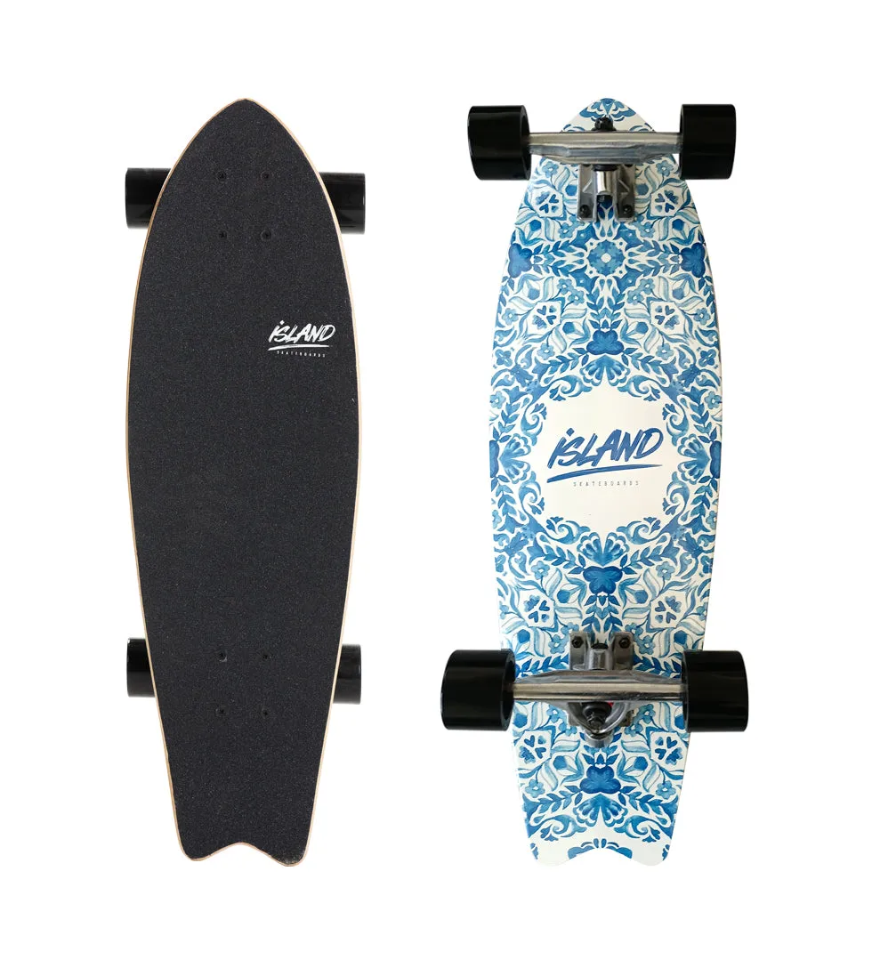 Blue Mandala Cruiser Skateboard   Surf Truck System!