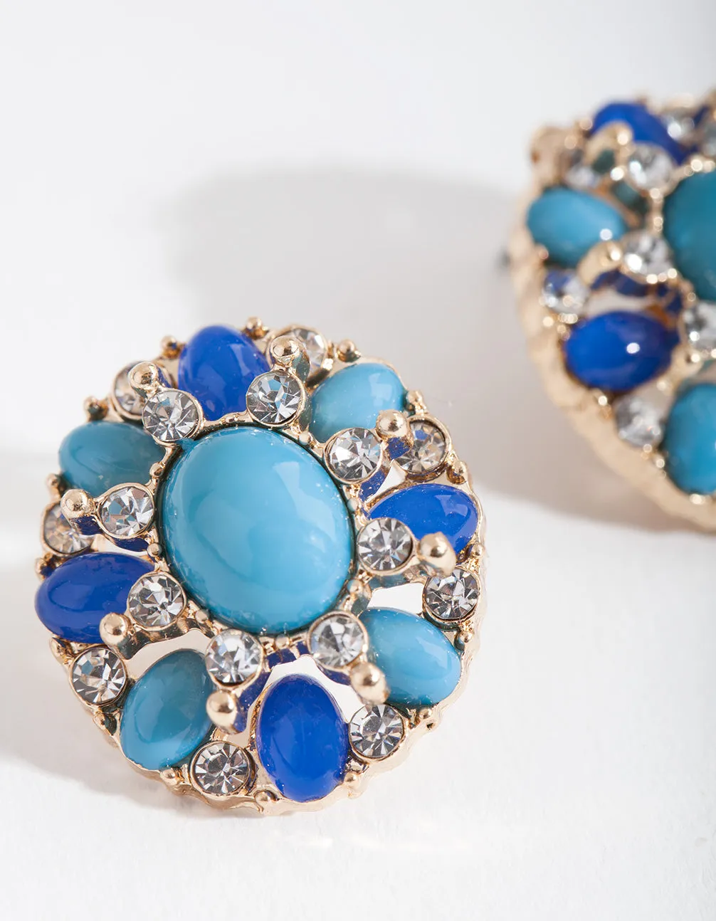 Blue Mixed Stone Stud Earrings