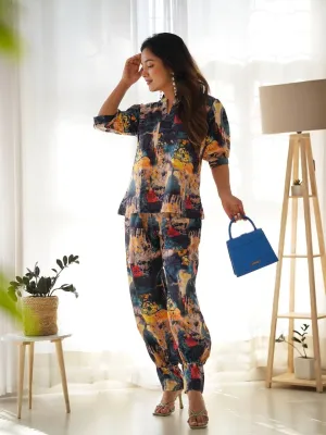 Blue Multi-Coloured Co-Ord Set