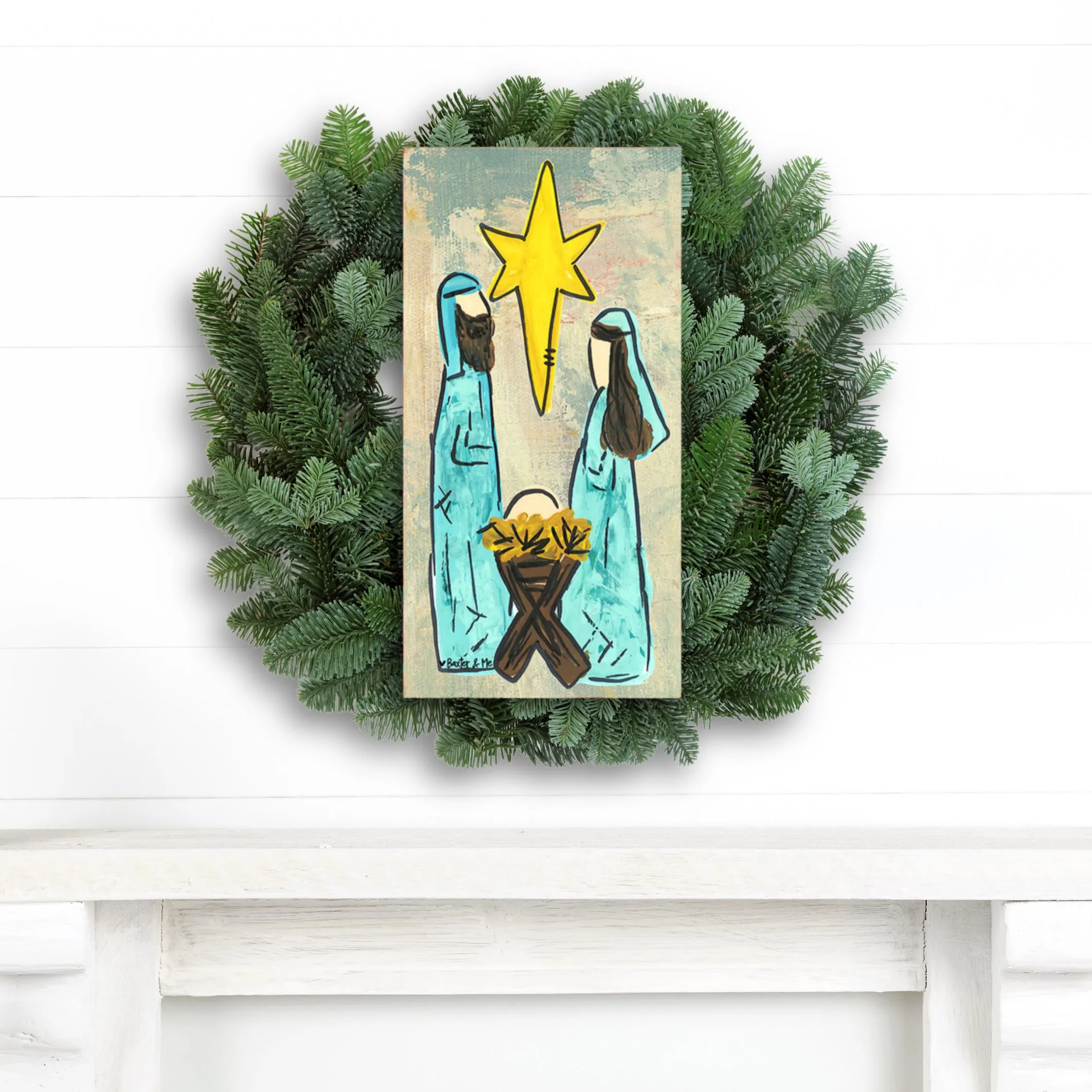 Blue Nativity - Wrapped Canvas