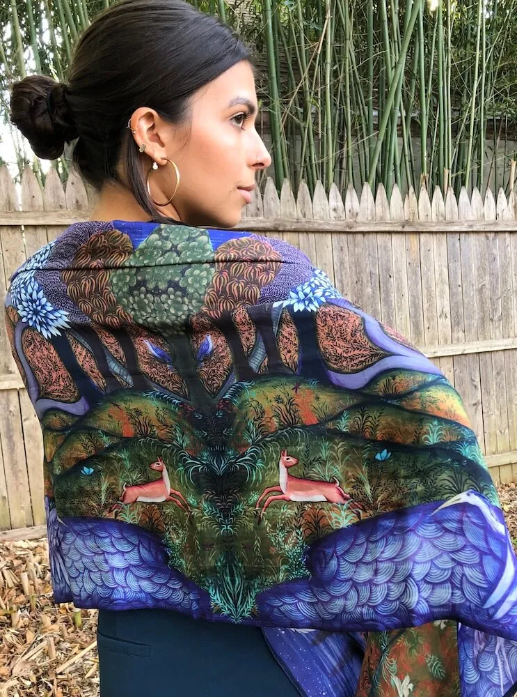 Blue Night Silk Shawl