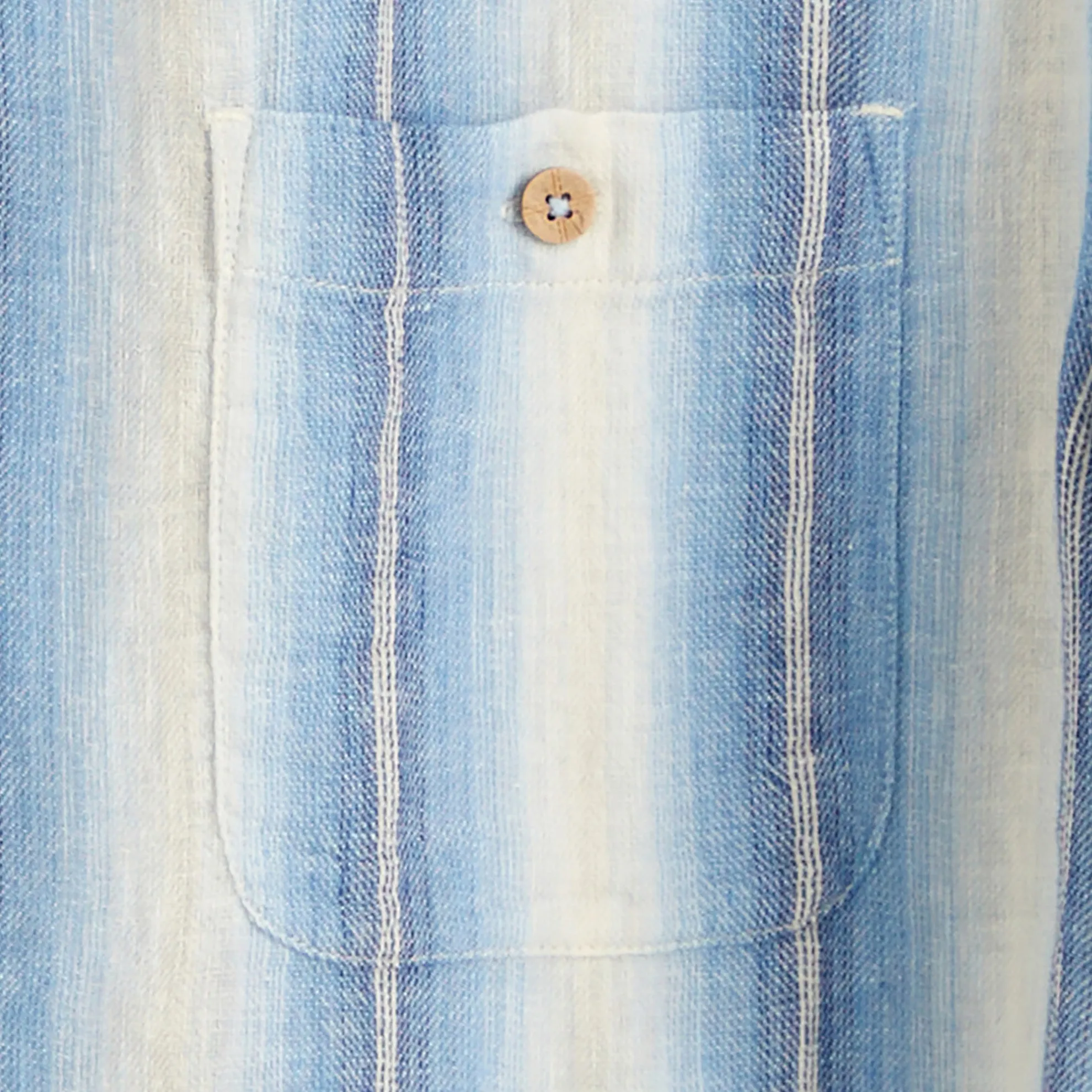 Blue Ombre Linen Cotton Stripe - Tall