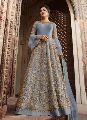 Blue Overall Embellished Lehenga/Pant Suit