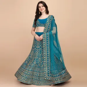 Blue Party Wear Sequins Embroidered Silk Lehenga Choli