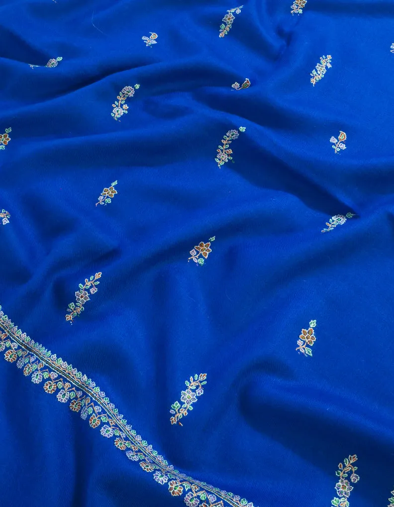 Blue Pashmina Shawl With Sozni Work 5575