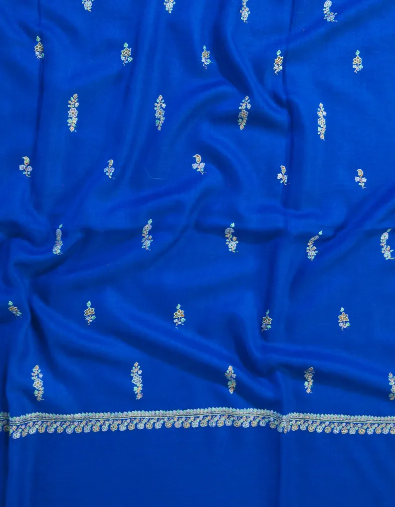 Blue Pashmina Shawl With Sozni Work 5575