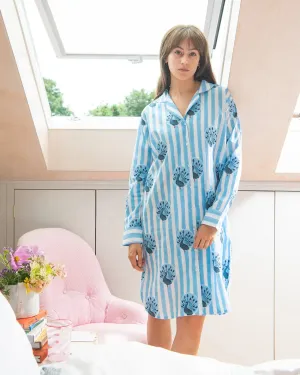 Blue Peacock / Stripe Nightshirt