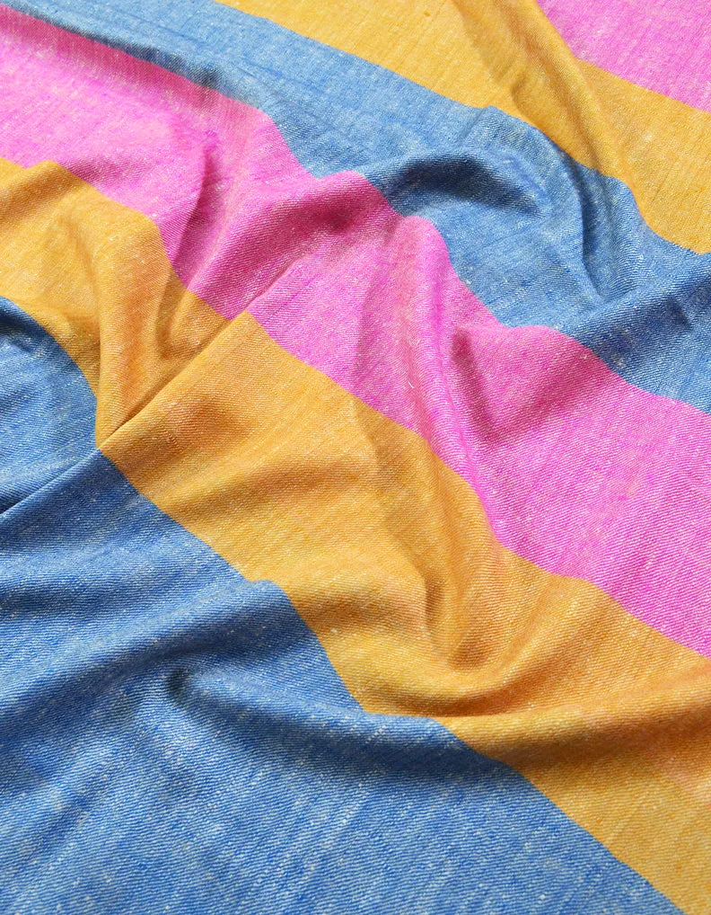 Blue, Pink & Orange Striped Pashmina Shawl 7024