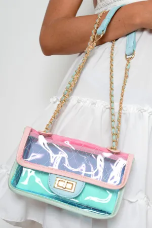 Blue Pink And Green Clear Handbag - Carlin