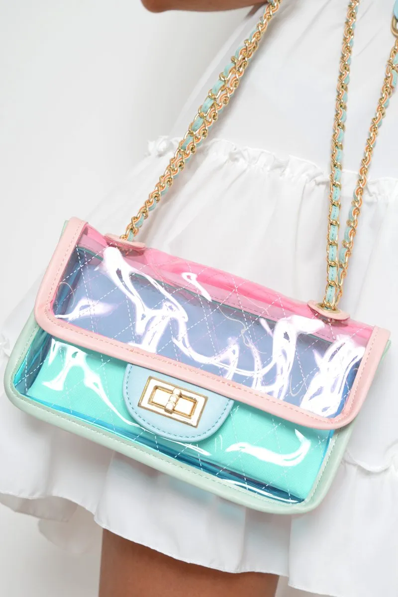 Blue Pink And Green Clear Handbag - Carlin