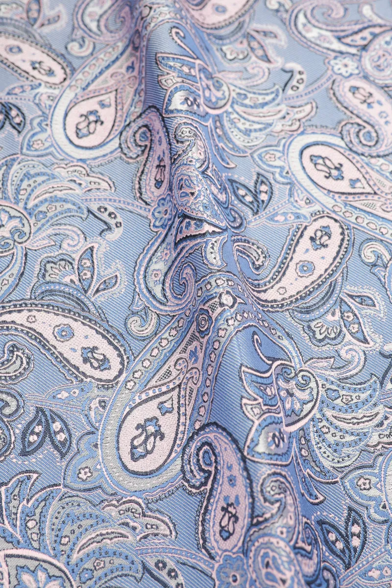 Blue Pink Silk Paisley Hank