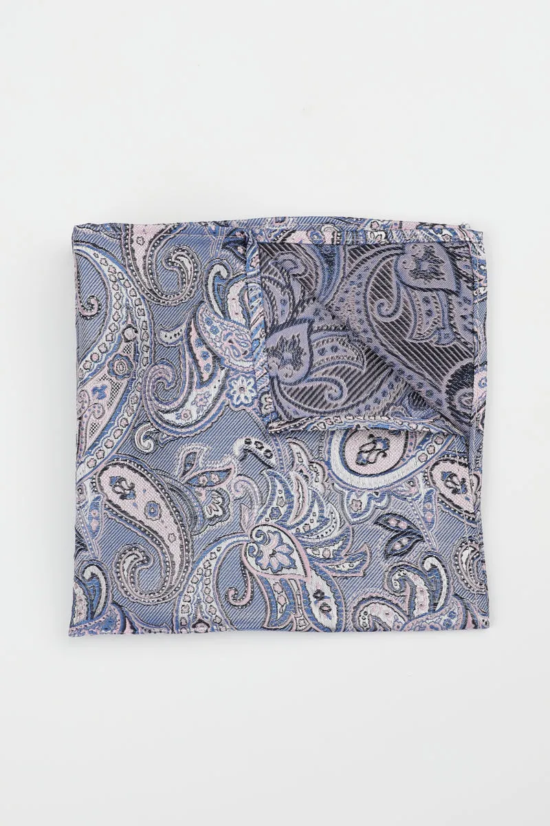 Blue Pink Silk Paisley Hank