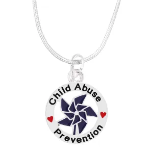 Blue Pinwheel Charm Child Abuse Prevention Necklaces