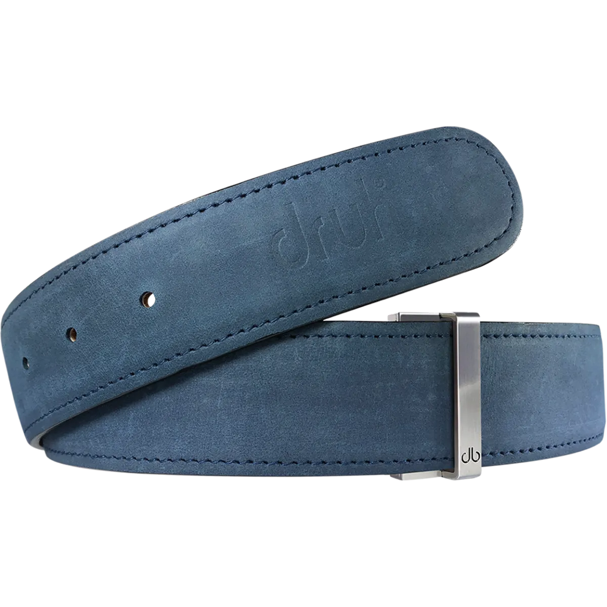 Blue Plain Textured Leather Belt