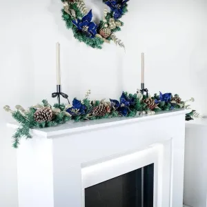 Blue Poinsettia Garland - 6ft