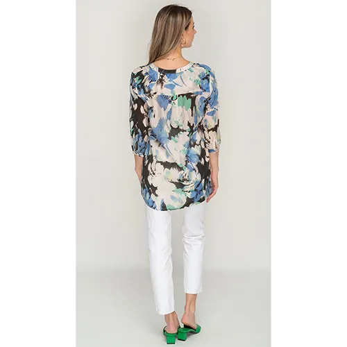 Blue Printed Casual Top For Womens