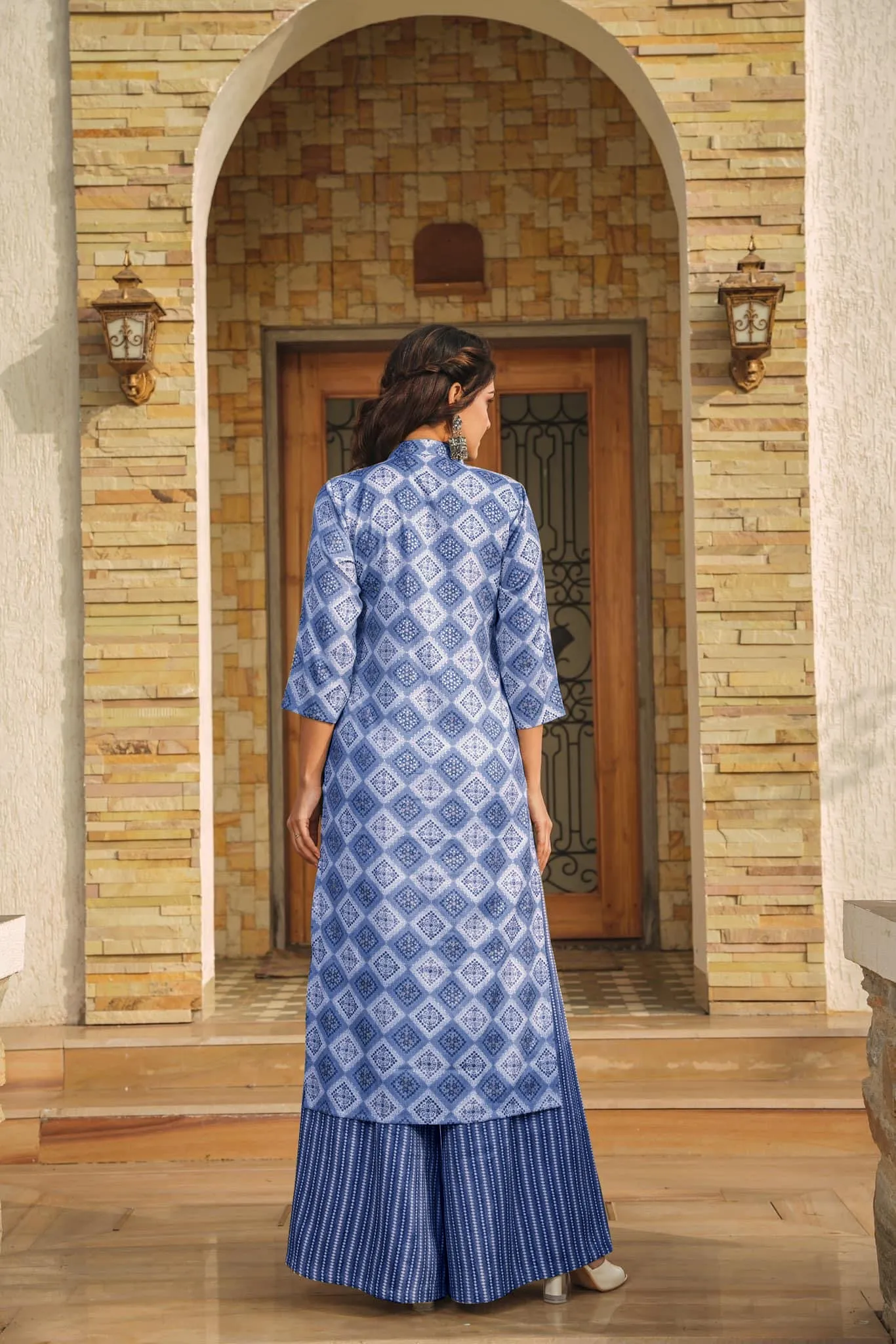 Blue Printed Rayon Kurti