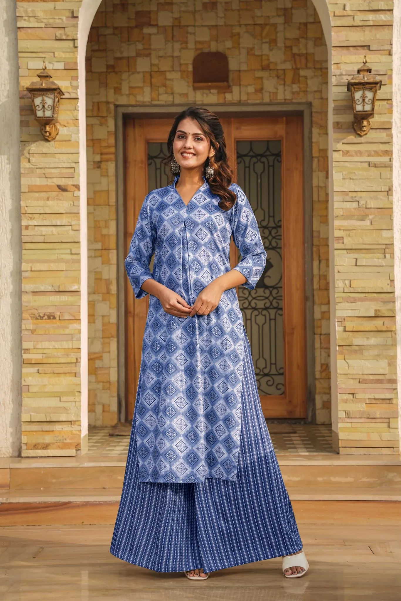 Blue Printed Rayon Kurti