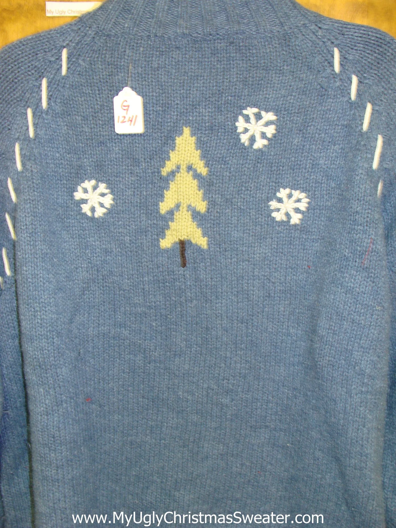 Blue Pullover with Snowmen Light Up Ugly Xmas Sweater