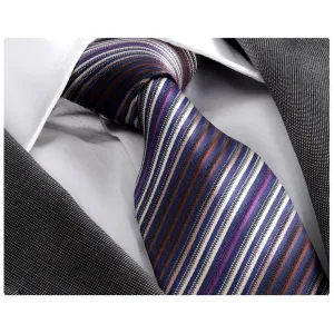 Blue Purple Striped Men's Neck Tie - Gift Box Included