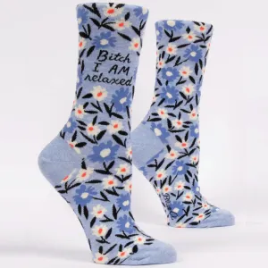 Blue Q Women's Crew Socks - Bitch I Am Relaxed