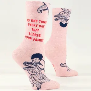 Blue Q Women's Crew Socks - Scares Your Family