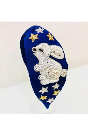 Blue Rabbit Embroidered Hairband