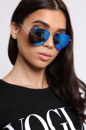 Blue Reflective Aviator Sunglasses - Rhio