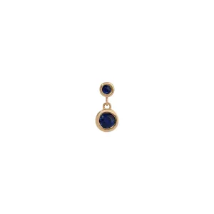 Blue Sapphire 2 Bezel Dangle Earring (Single)