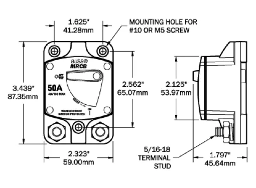 Blue Sea 187 Series DC Thermal Circuit Breakers Surface Mount