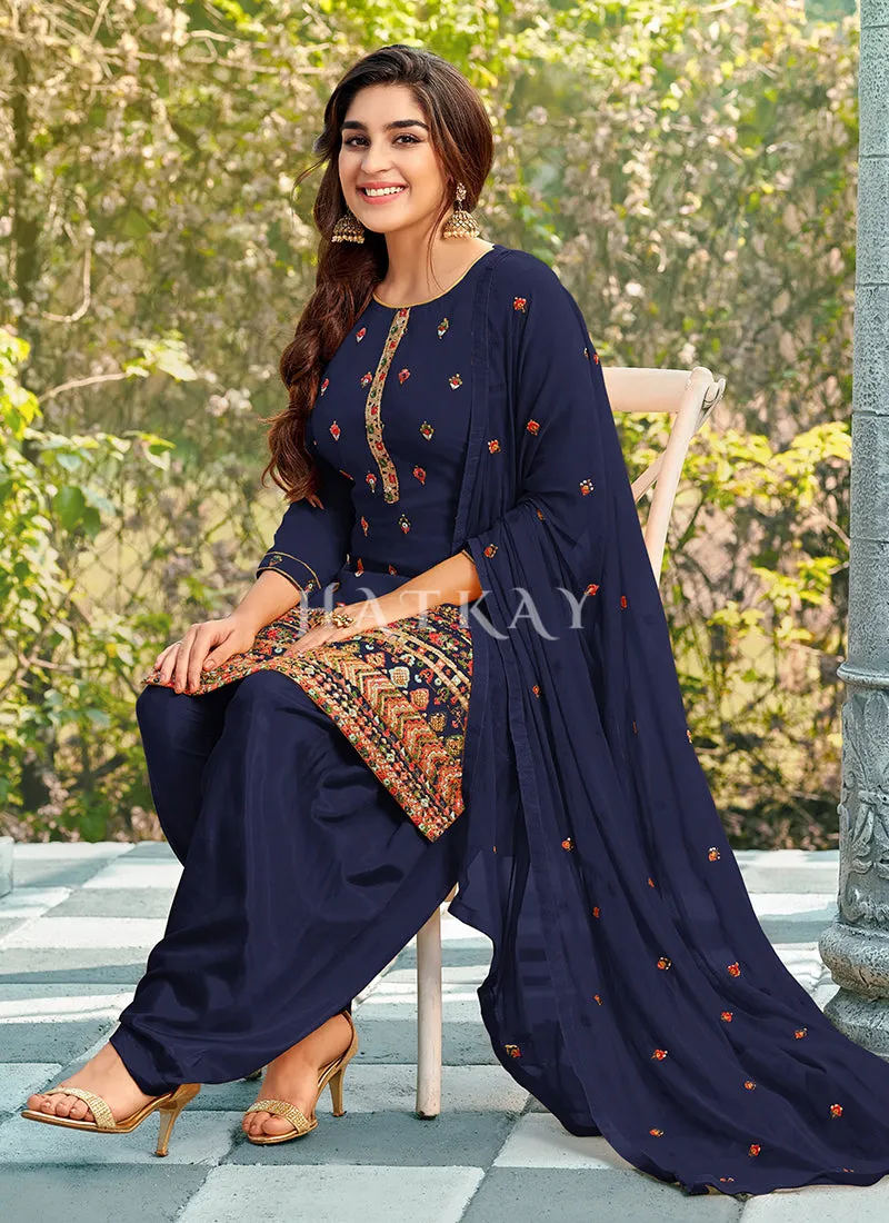 Blue Sequence Embroidered Patiala Suit