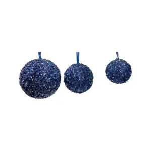 Blue Sequin Glittered Decorative Ball