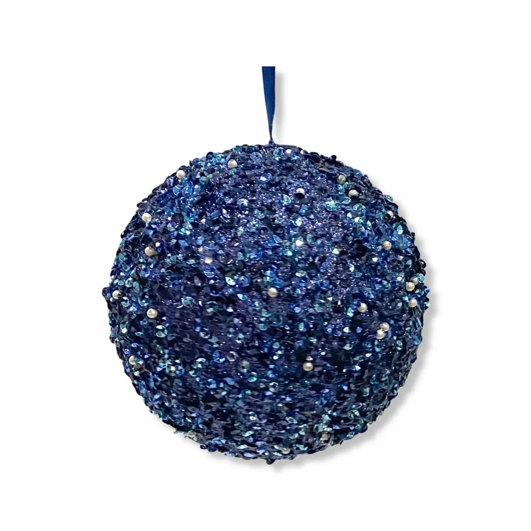 Blue Sequin Glittered Decorative Ball