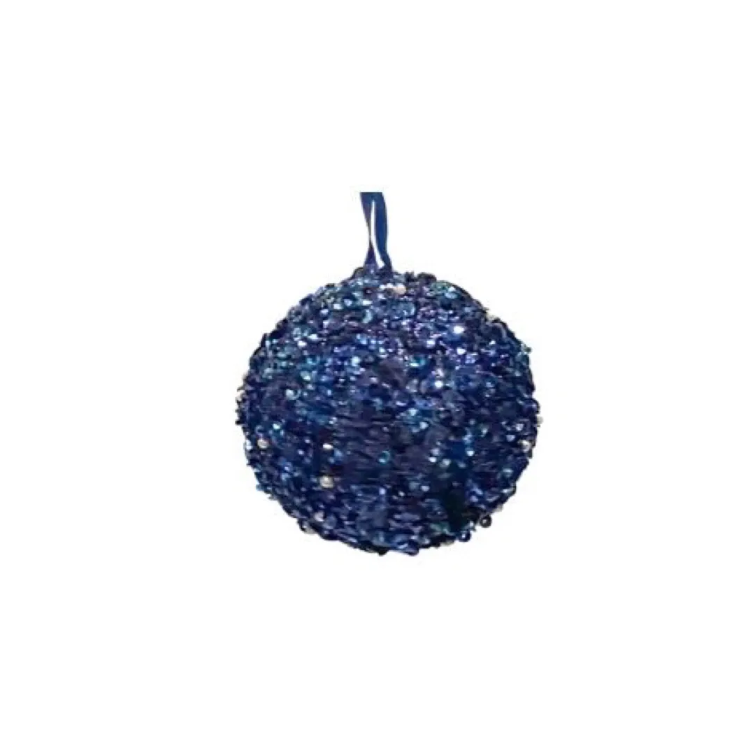 Blue Sequin Glittered Decorative Ball