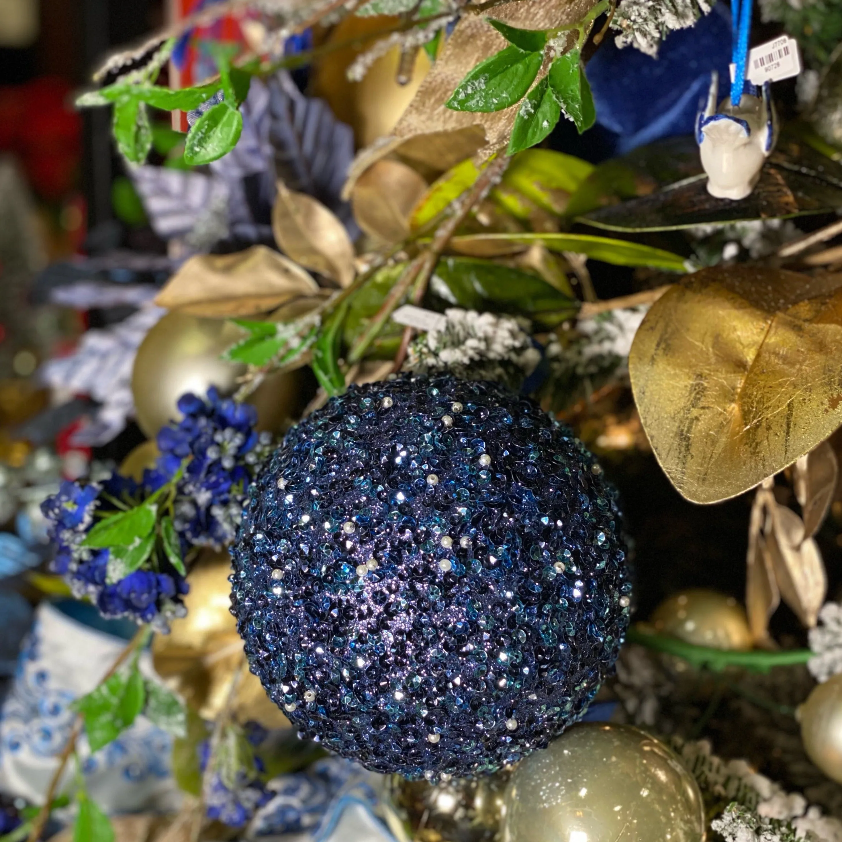 Blue Sequin Glittered Decorative Ball