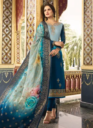 Blue Shaded Pakistani Pant Suit