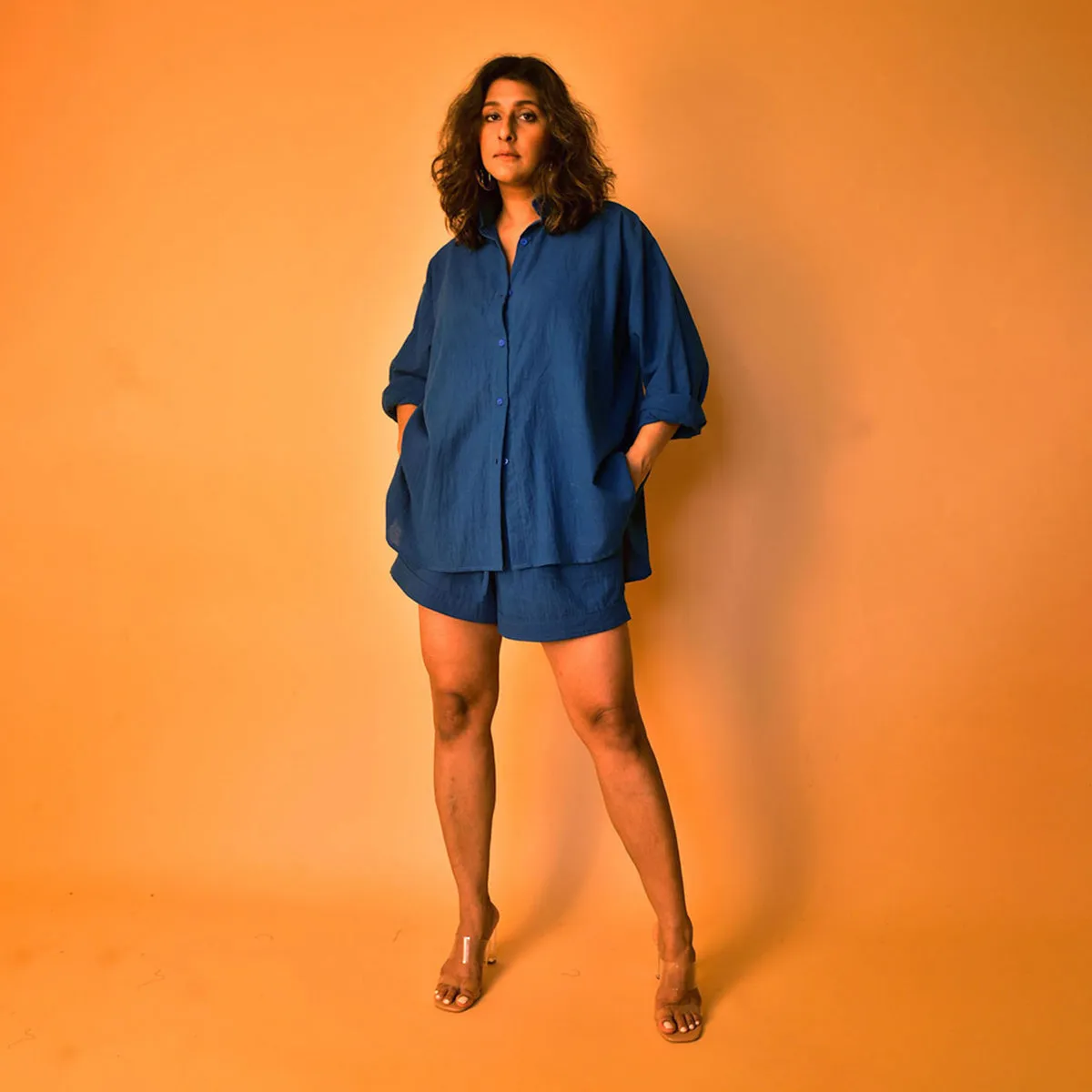 Blue Shirt for Women | Kala Cotton | Full Sleeves