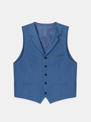 Blue Single Breasted Vest