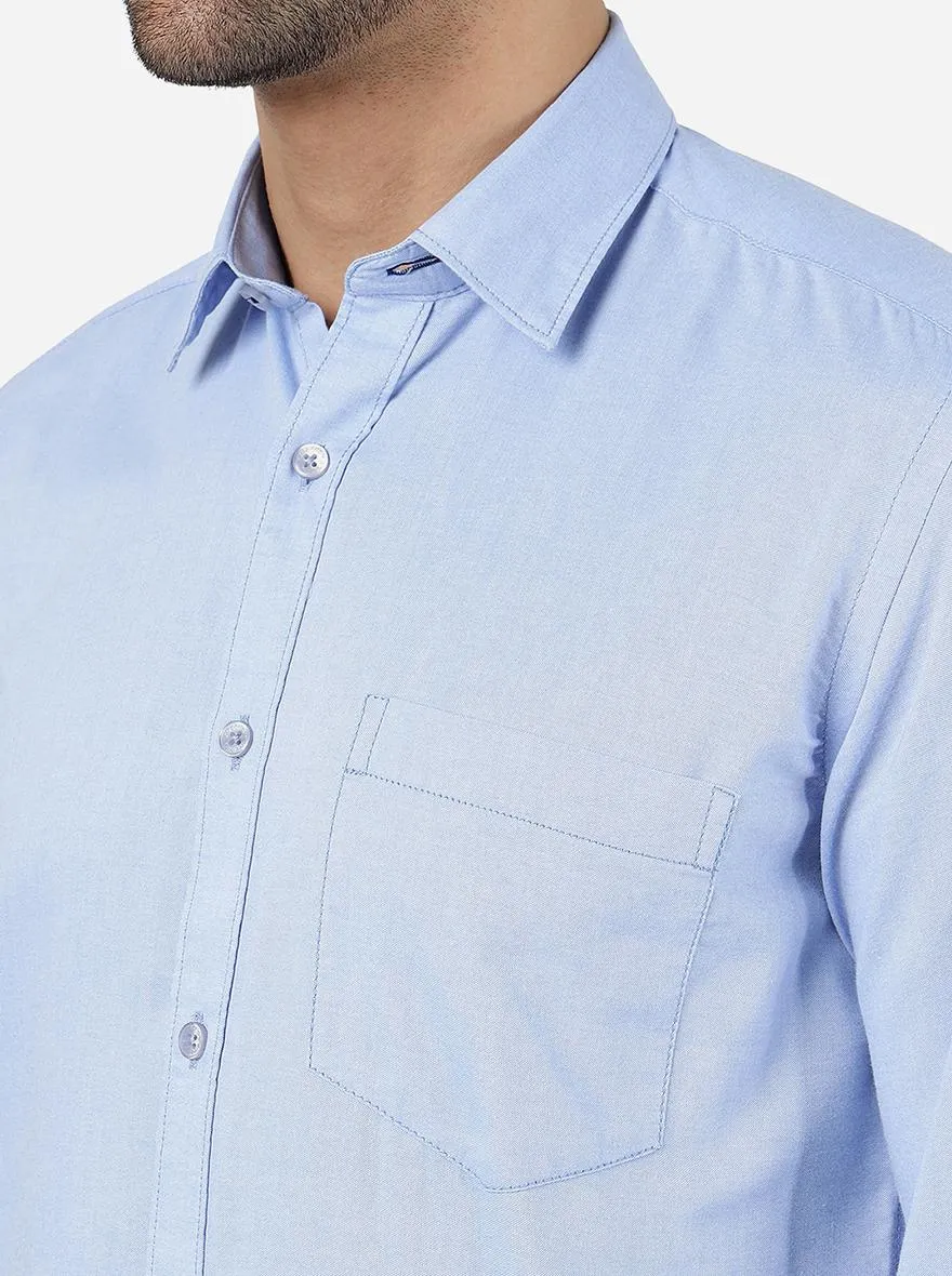 Blue Solid Smart Fit Semi Casual Shirt | Greenfibre