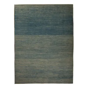 Blue Solid Zameen Modern Wool Rug - 9'1" x 11'10"