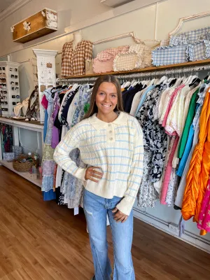 Blue Stripe Down Sweater