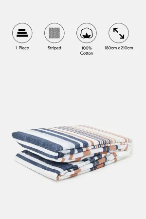 Blue Stripe Printed Fitted Sheet (King Size)