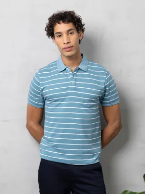 Blue Striped Polo T-Shirt