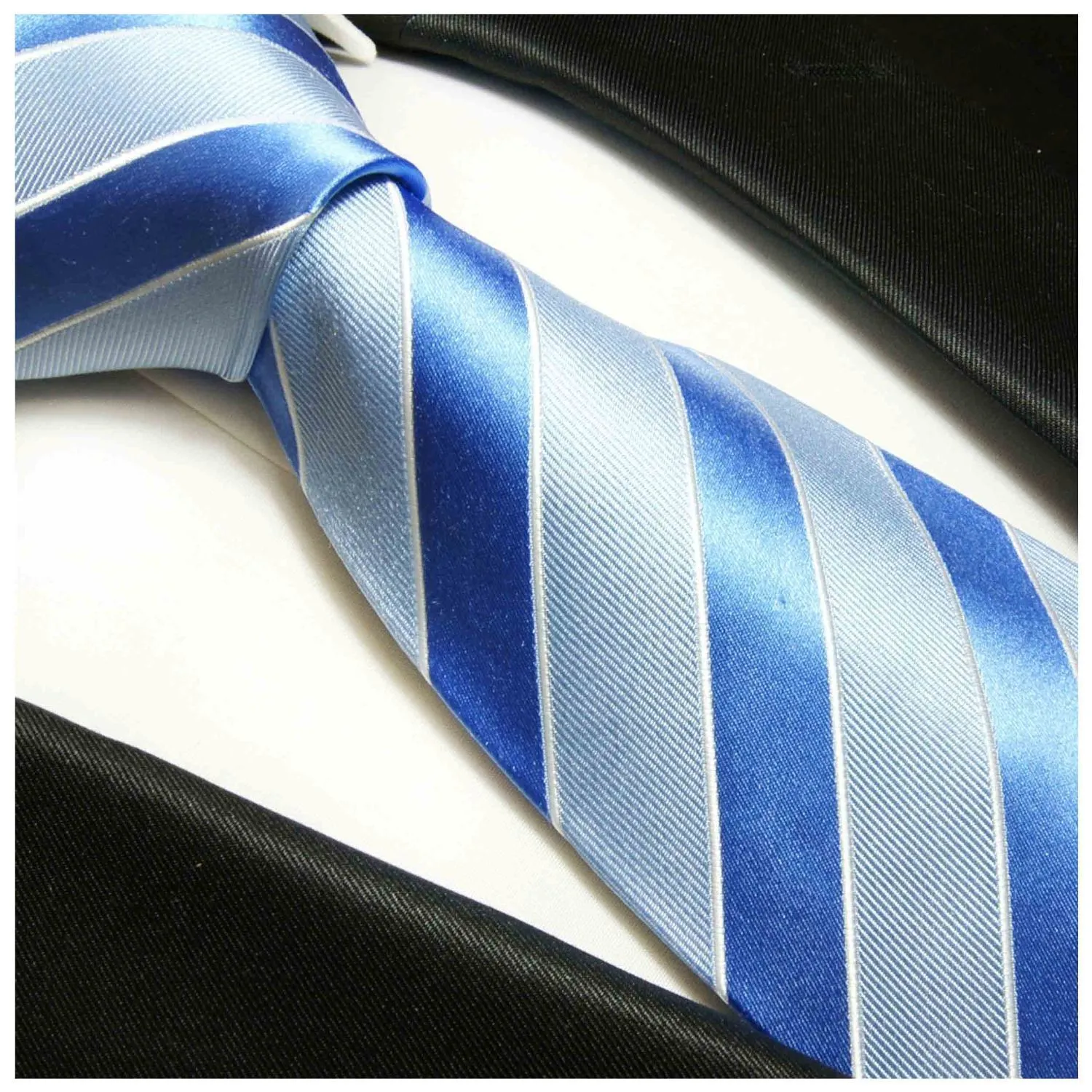 Blue Striped Silk Necktie and Accessories