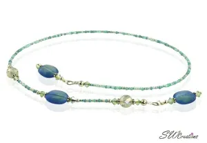 Blue Teal Green Crystal Beaded Bookmark